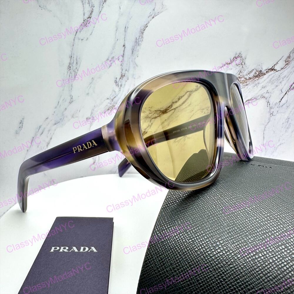 New PRADA Sunglasses Brown Striped Laguna Aviator Shield Mask New
